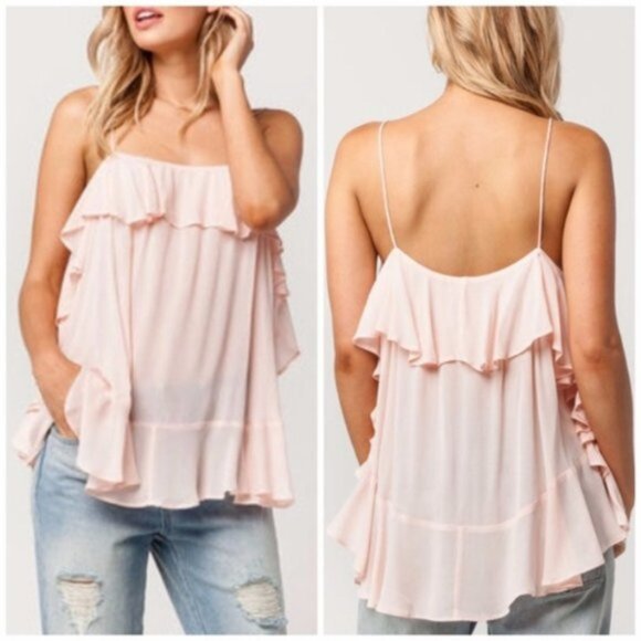 Free People | Cascades Ruffle Romantic Sleeveless Camisole | Size Extra Small - Picture 1 of 8